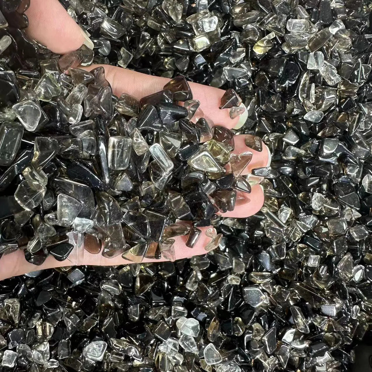Wholesale Bulk Smoky Quartz Crystal Gravel Stones Polished Angel Theme Feng Shui Style for Gift Use