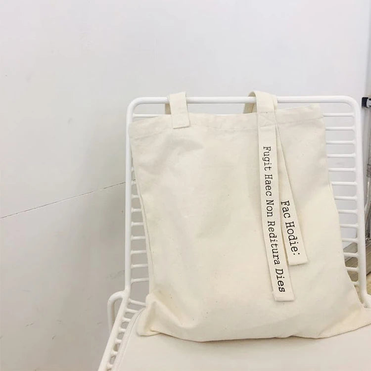 Custom 12oz Eco-Friendly Cotton Canvas Tote Bag Dual-Purpose Shoulder/Hand Carry Silk Screen Printed Custom Logo Straps for