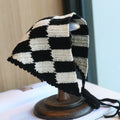 New Arrival Girls Crochet Headwear Black White Checkered Knitted Hair Scarf Triangle Headbands Fashionable Cotton Material