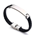 Wholesale and Retail Support Customized Pattern logo Stainless Steel Leather Braided Bracelet Men and Women Fashion Accessories