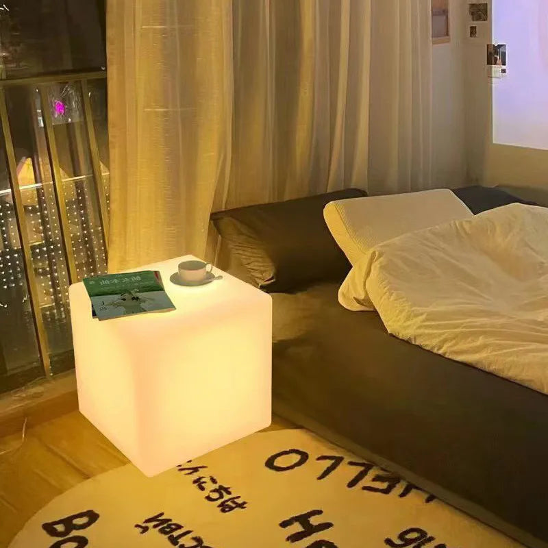 Illuminated Cube Tables and Chairs Outdoor Waterproof Charging Remote Control Cube Bar Party Tables and Chairs