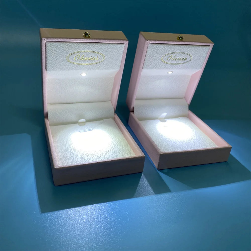 Romantic Red Plastic Necklace Bangle Light Jewelry Box Luxury Ring Led Light Jewelry Box
