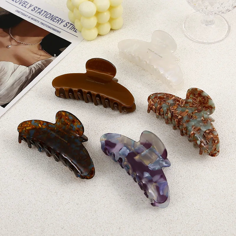 Factory Wholesale Custom Logo Cellulose Hair Claw Elegant Acetate Hair Claw Clip for Women Girls