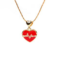 Gold Plated Drop Oil Zircon ECG Pendant Necklace for Women Heart Loving Couple Heart Rate Clavicle Chain for Valentine's Day