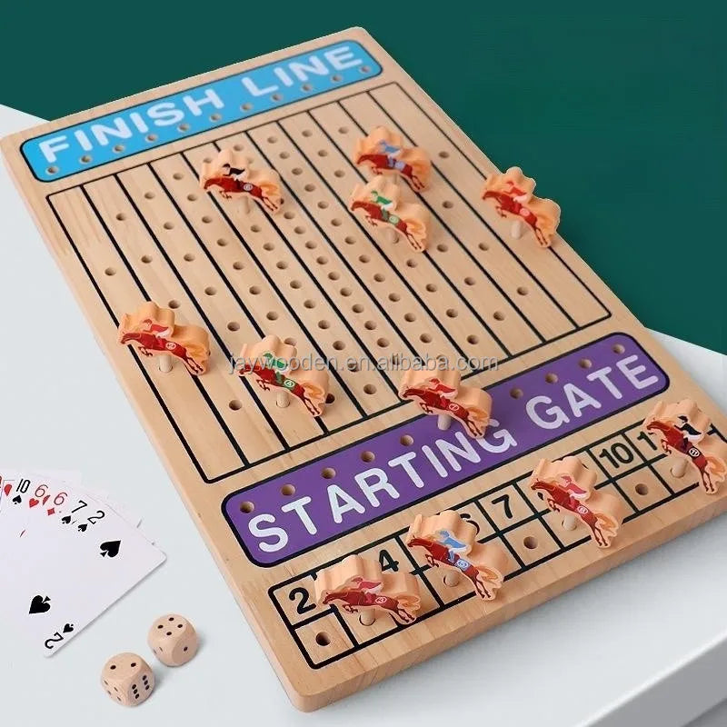 Logical Thinking Training Hot Sale Wooden Challenge Toy Brain Teaser Gamble Horse Racing Game