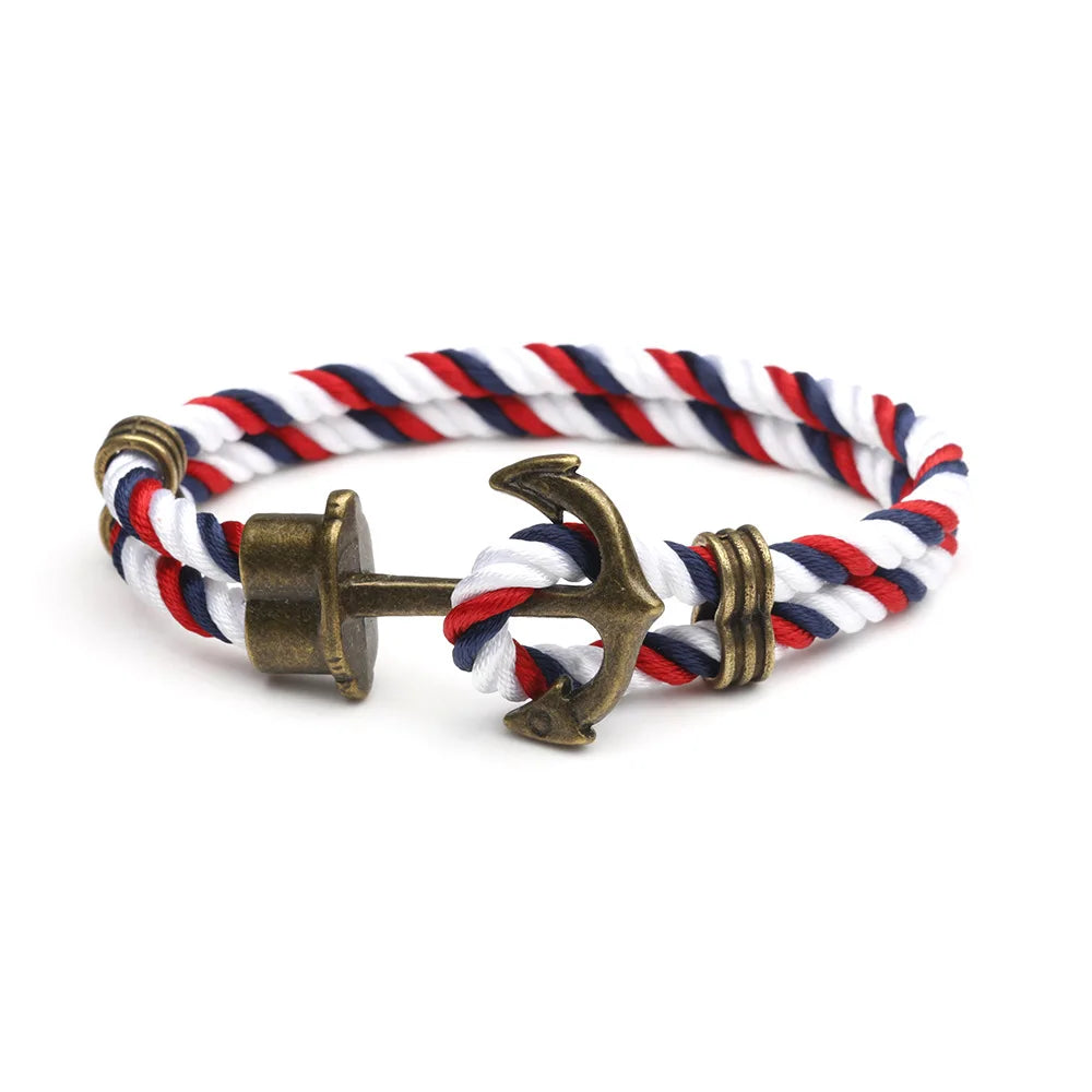 SC Hot Sale Simple Handmade Couple Bracelet Gift Trendy Colored Woven Rope Bracelet Fashion Anchor Bracelet for Men