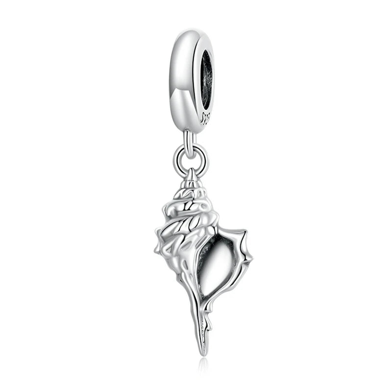 925 Sterling Silver Conch Pendant Fit DIY Making Bracelet & Bangle Summer Beach Series Silver Charms Fine Jewelry SCC2235