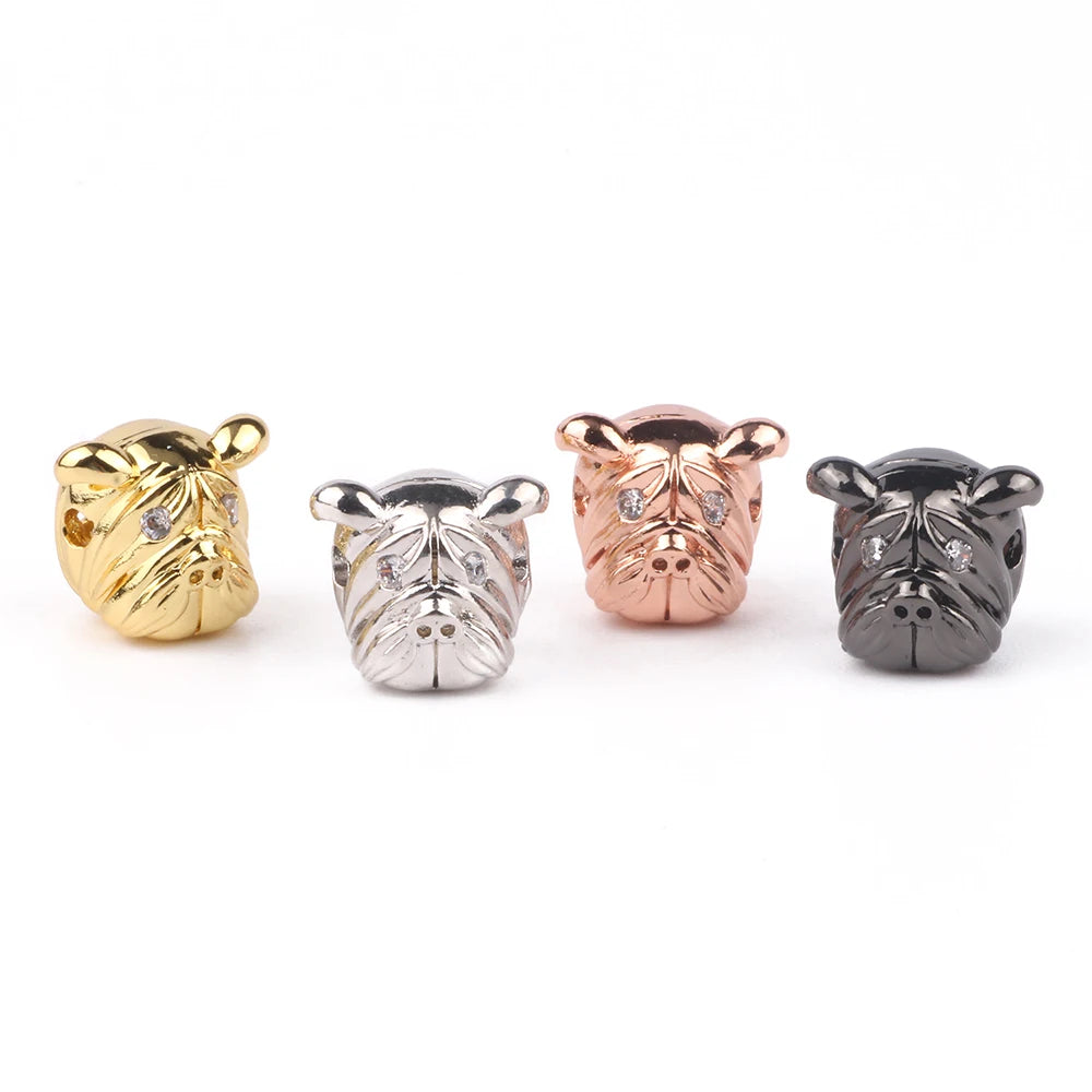 3pcs/bag 12*14MM Pig Head Shape Brass Micro Pave Beads Bracelet Connector Spacer Charm Beads For Jewelry Making