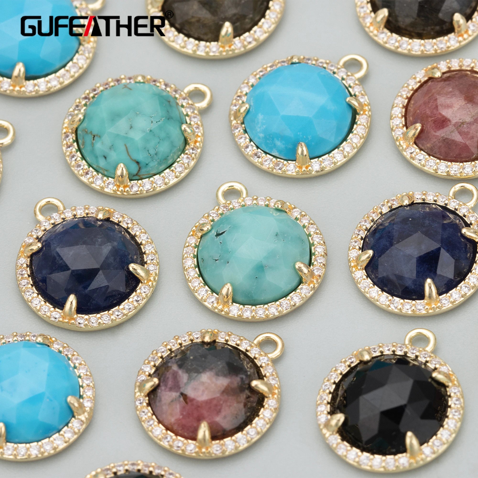 MD02  Jewelry Accessories18k Gold Platednickel Freecoppernatural Stonecharms Findings & Componentsdiy Pendants4pcs/lot