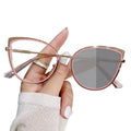 8327 Photochromic Hot Sale Ladies Metal Cat Eye Eyeglasses Frame Anti Blue Light Optical Computer Glasses Frame Anti Reflection