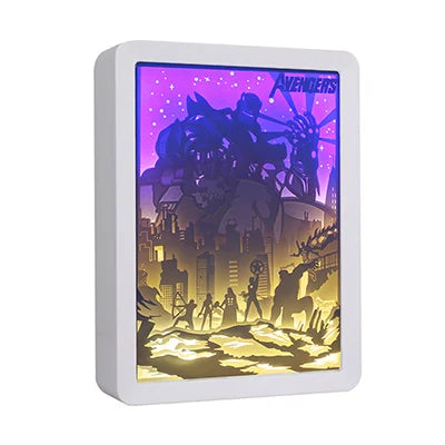 Factory Direct Sales Cartoon Characters the Avengers Peripheral Products Photo Frame Paper Carving Lamp Birthday Gift