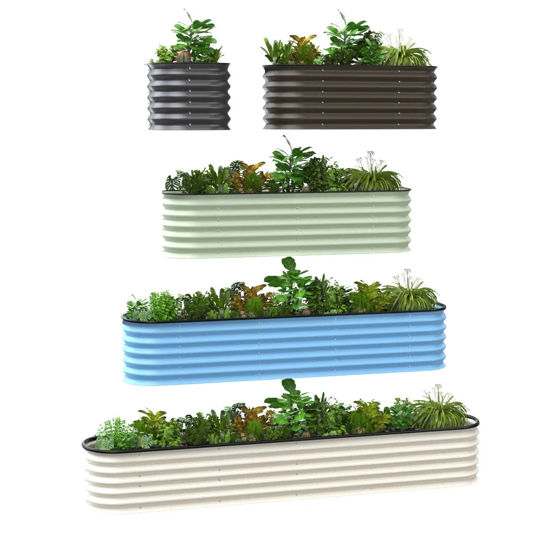 Hot  Sale  17"/43cm Tall   Raised Garden Bed Kits Galvanized Raised Bed Planter Box Outdoor for Vegetables Flowers Herbs