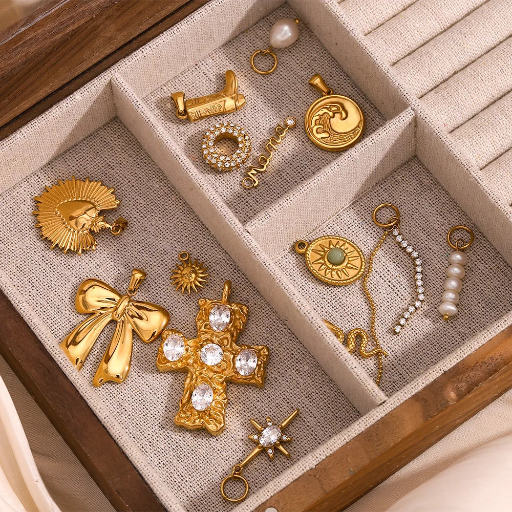 18K PVD Gold Plated Stainless Steel DIY Jewelry Accessories Waterproof Non-Tarnish Pendant Charms for Children's Fashion Jewelry