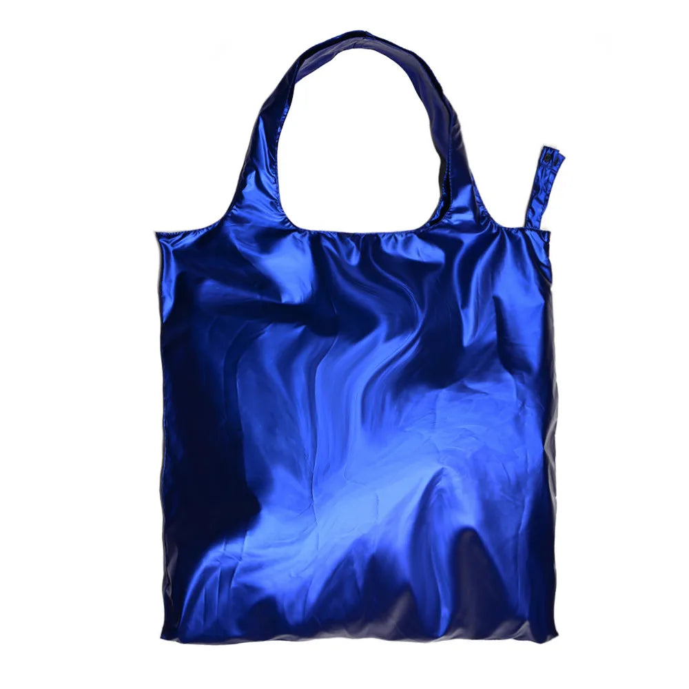Fashion Design Solid Metal Color Eco Friendly Foldable Shopping Tote Bags for Packaging Gift Beach Sports Travel Storage Pouches