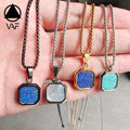 VAF Hot Selling Lapis Lapis Turquoise Shell Pendant Necklace Natural Stone Stainless Steel Shell Custom LOGO Necklace