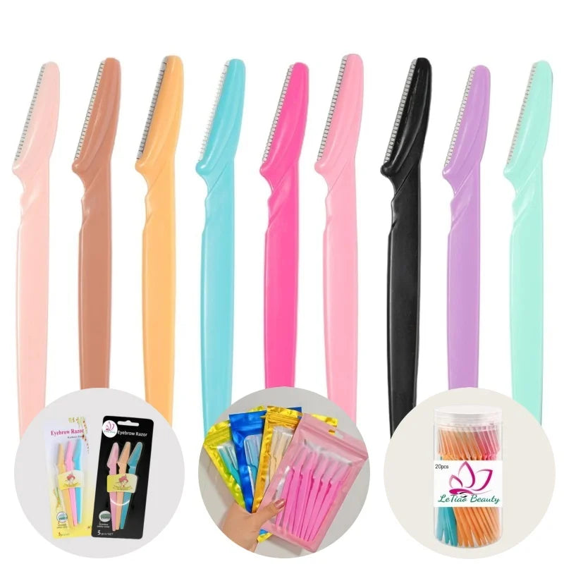 High-quality 10pcs Thickening Style Eyebrow Trimmer Straight Shank Face Razor for Women Hair Removal Cutters Safety Razor
