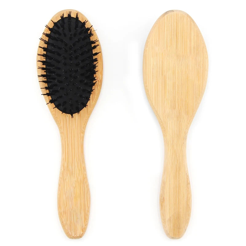 Wholesale Customized Natural Boar Bristle Bamboo round Brush for Wig Hair Extension