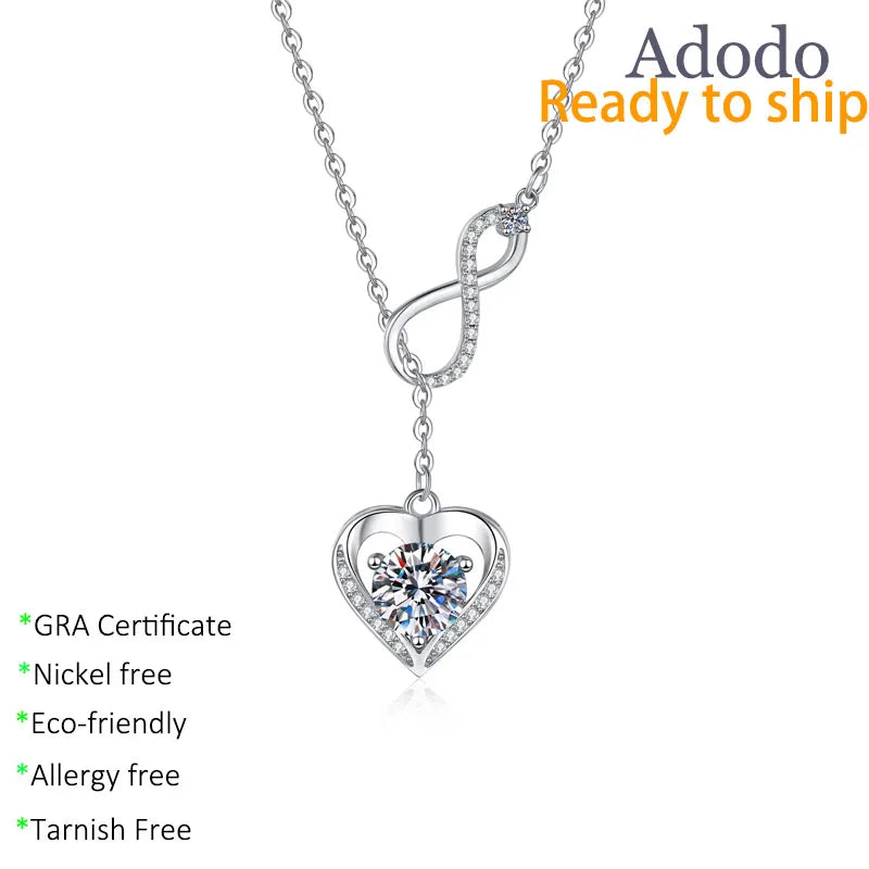 8 Adodo Jewelry Factory Custom S925 Sterling Silver 18k Gold Plated 3CT Moissanite Infinity Fine Pendant Necklaces for Women MegaBDM