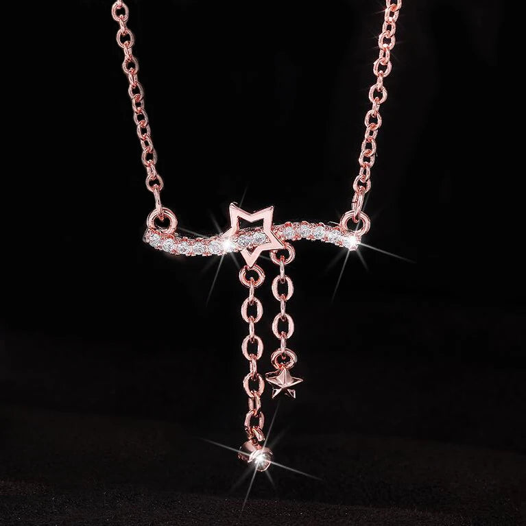 CAOSHI Crystal Clear Star Macro Pave Hollow Star Pendant Necklaces Fashion GirlsTrendy Rose Gold Necklace Women