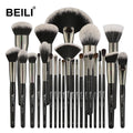 BEILI Professional Luxury Black Handle Goat Hair Wooden Handle Durable Soft 25-Piece Individual Makeup Brushes Private Label