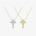 FUAMAY Colorful Cross Charm Necklace 18K Gold Plated 925 Silver Plus Pendant Necklace With Pearl Collar Colgante