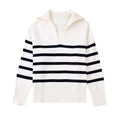 2026 Y2K Style Custom V Neck Striped Pullover Women Autumn Long Sleeve Knitwear