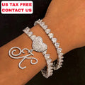 Cursive Letters Heart Hook Letter Pendant Brush Font Initial Charm Bracelet Necklace Jewelry Iced Out Alphabet Pendant