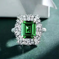 CAOSHI New Design Green Gemstone 925 Silver Color Rings Emerald Cut  Luxury Engagement Finger Ring for Women