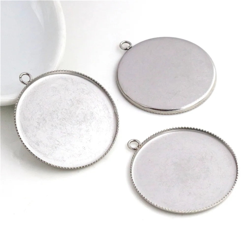 Never Fade Fit 30mm Cabochons Stainless Steel Tooth Cameo Setting Cabochon Base  Blank Tray Bezel