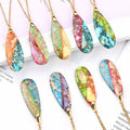New Handmade Stainless Steel with 18k Real Gold Natural Stone Necklace Fashion Hawaii Beach Geometric Pendant