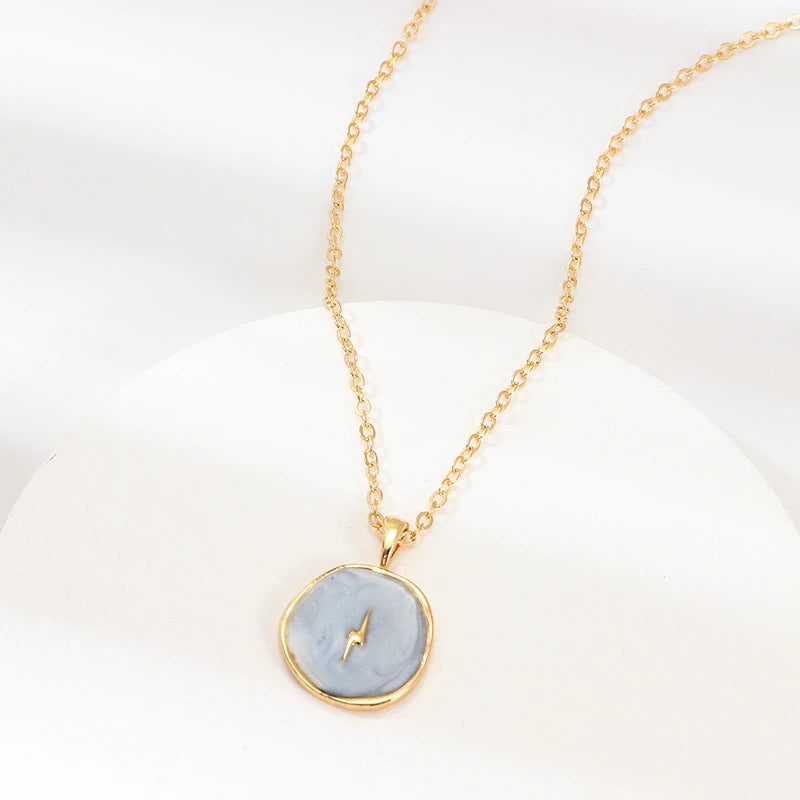 Fashion Jewelry Blue Heart Enamel Pendant Necklaces Women