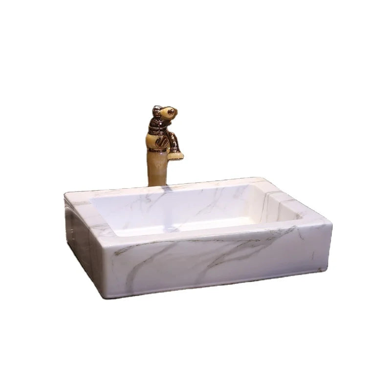 Marble Art Ceramic rectangle Toilet Hand Wash Basins For Bathroom Wash room