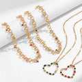Colorful Zircon Cute Heart Shape Necklace For Women Gold Color Pendant Necklaces Couple Gift