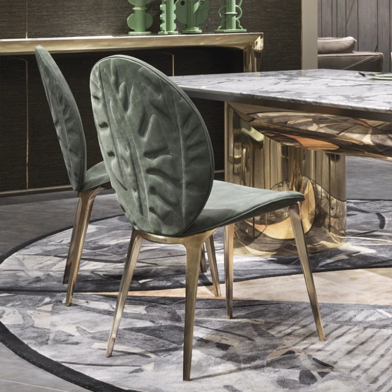 Luxury Design Fabric Dinning Army Green Accent Dining Velvet Chairs Quantity Top Metal