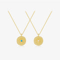 FUAMAY 925 Sterling Silver Women's Fine Necklace 20mm Turquoise Large Coin Pendant Chokers Necklaces