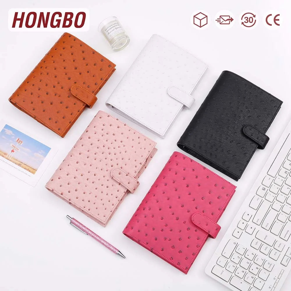 Ins FB TK Etsy Hot 6 Ring A6 Leather Budget Binder Planner for Money Binder Organizer As Journal and Pen Set