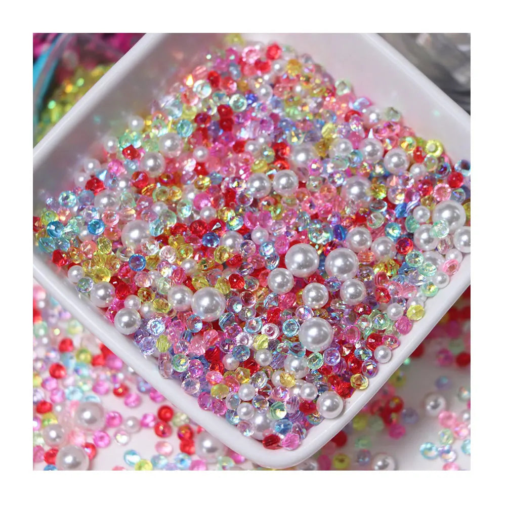 500g Mixed Acrylic Crystals Scatter Table Diamond Confetti Plastic Pearls Slime Filler Party Decoration 3D Nail Art DIY