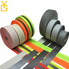 Rainbow Reflective Ribbon Printed Stripe Webbing Rope 10mm Intermediate Colour Silver Blue Elastic Reflective Cotton Ribbon Tape