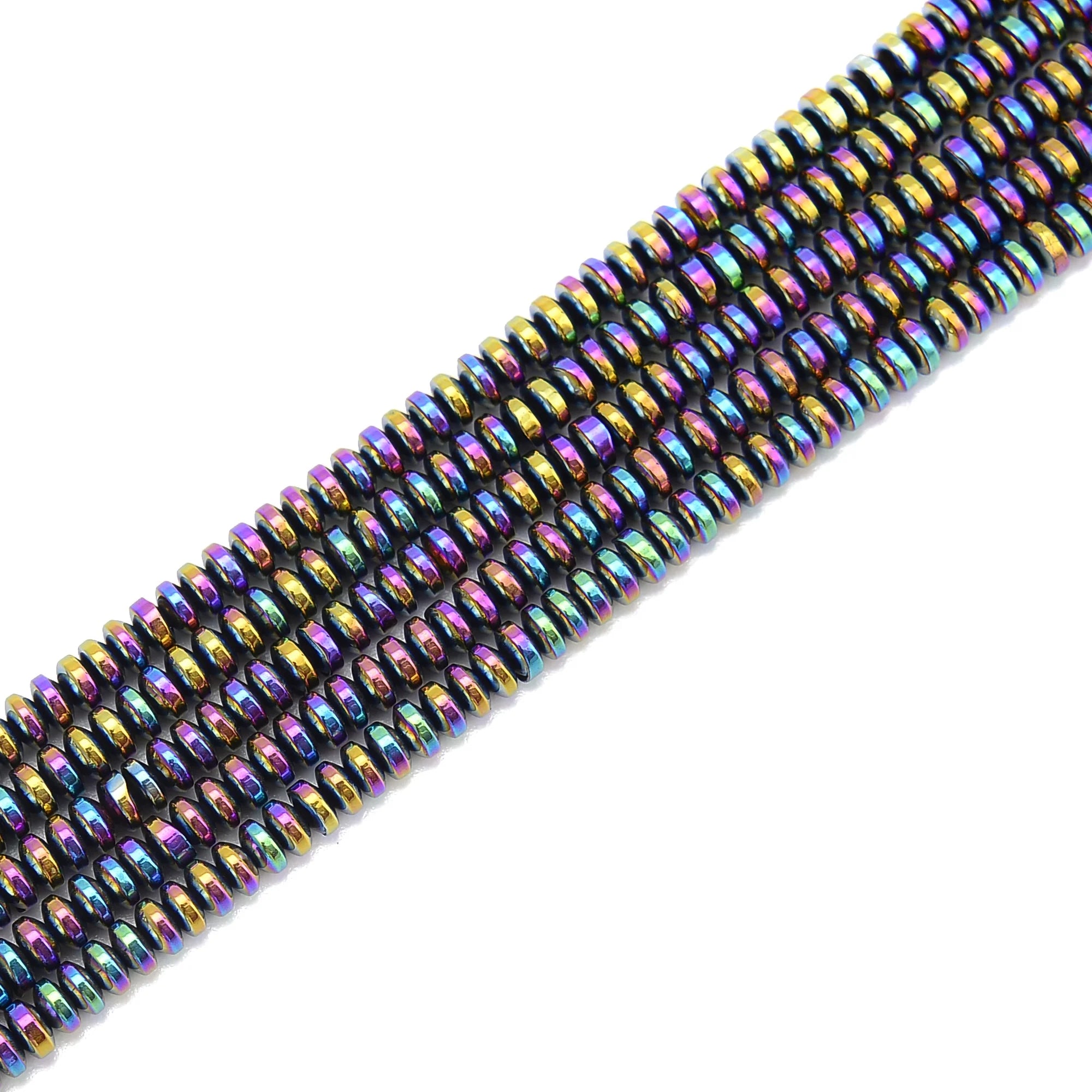 Rainbow Gold Blue Silver Copper Plated Gray Colors Loose Hematite Stone Bead Strand Rondelle Beads 2x4mm for Jewelry Making
