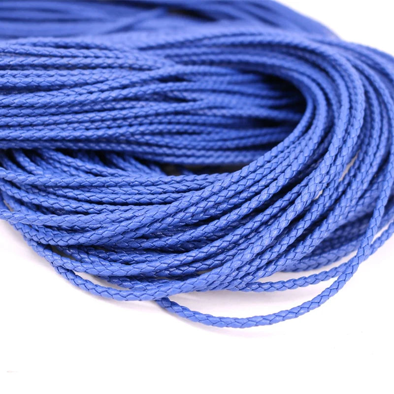 300 Meters Ready in Stock Jewelry Making 3mm Blue Braided Leather Cord