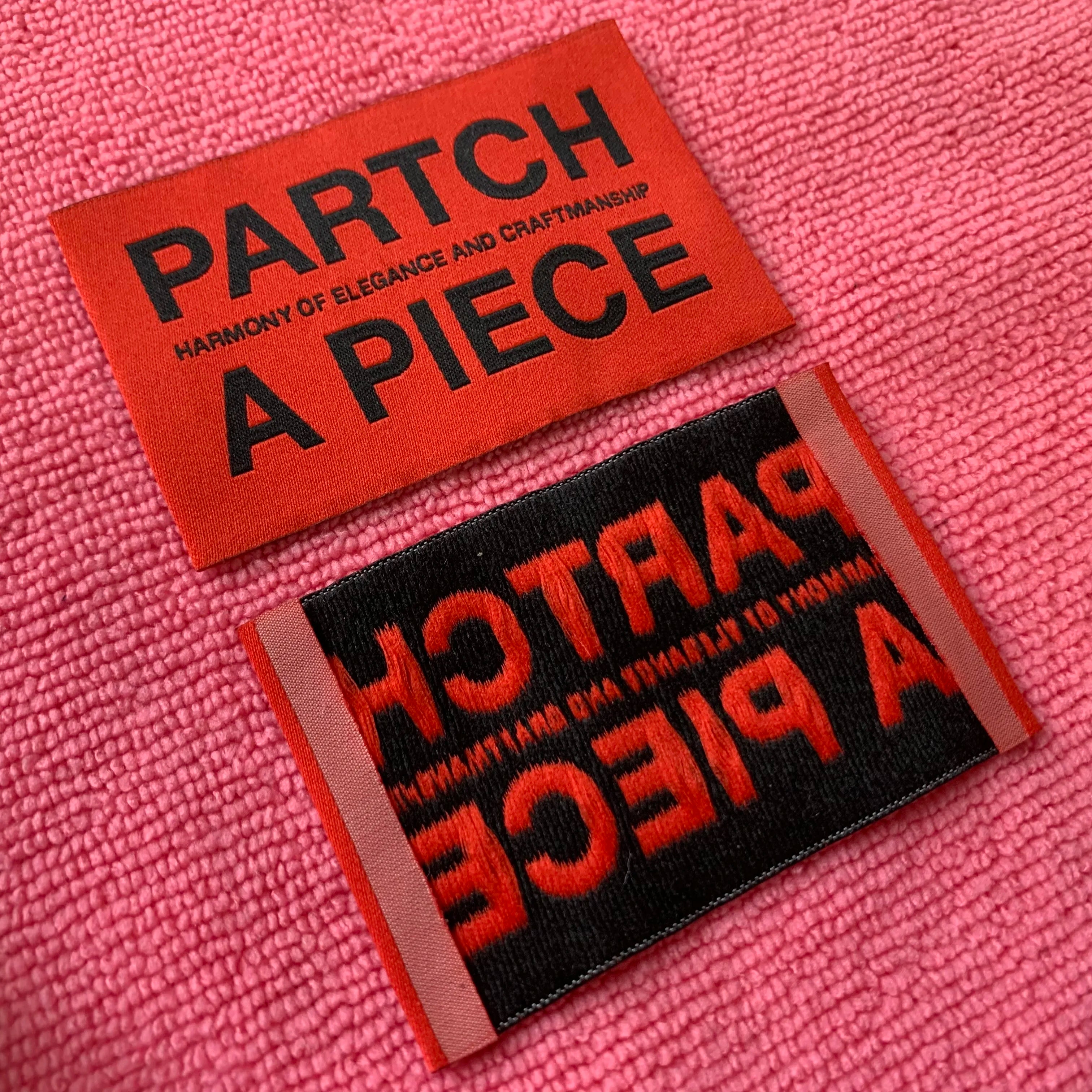 Super Quality Thick Fabric Damask Woven LabelFull Thread Backing Private Logo Clothing Collar Label