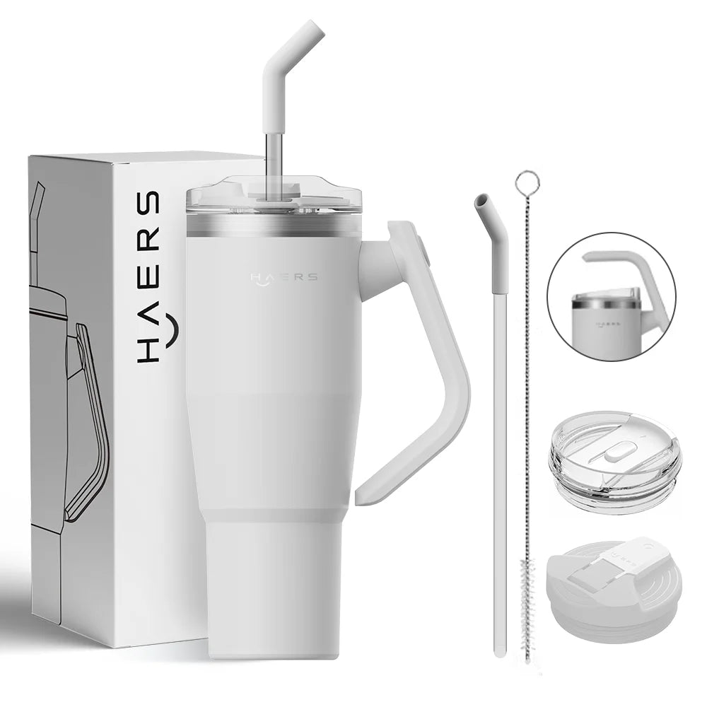 HOT Selling 40oz Double Wall Vacuum Insulated Stainless Steel Tumbler Cup with Handle Lid Straw