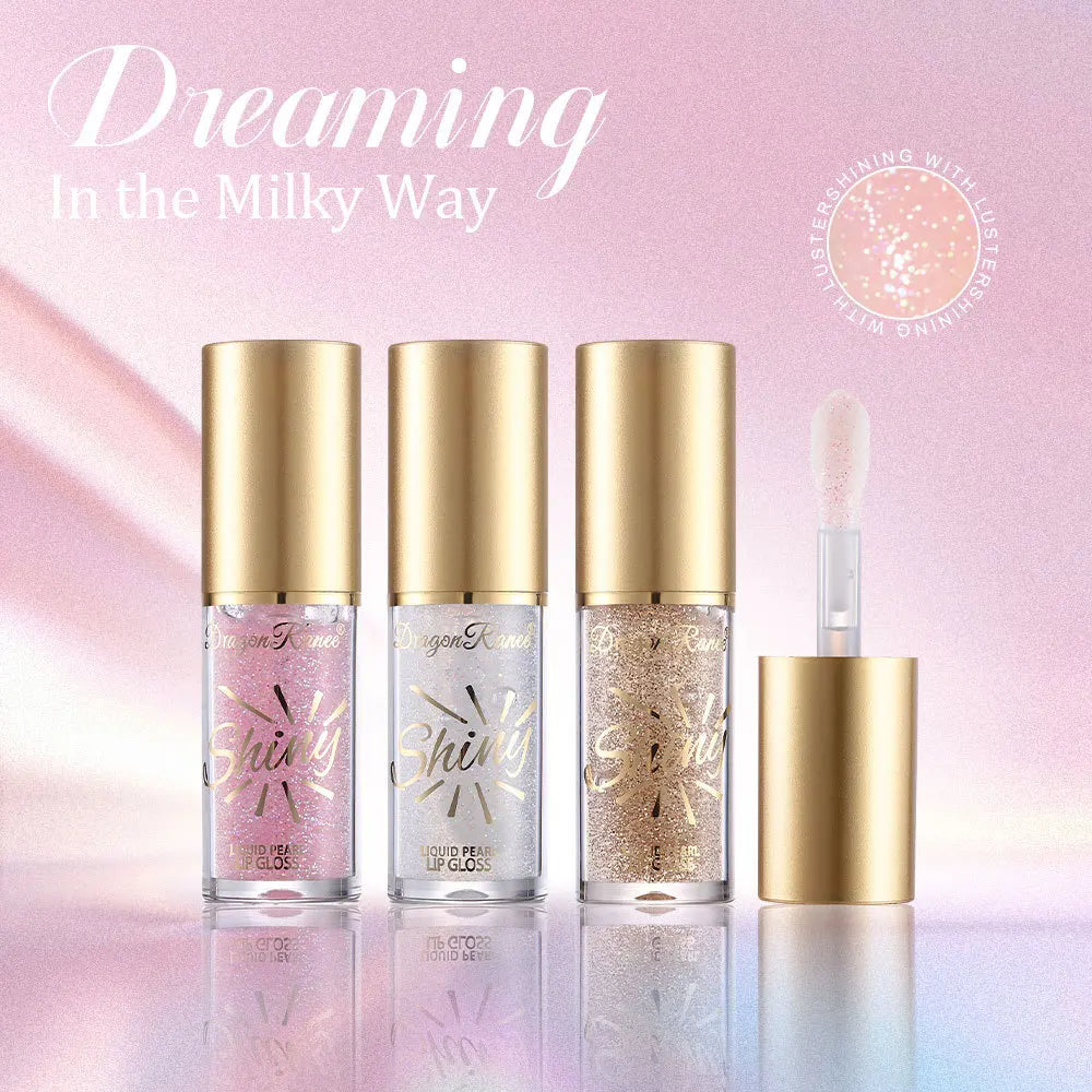 Dragon Ranee 3 Colors Large Brush Head Mirror Pearl Lip Oil Glaze Hydrating Lip Moisturizing Fine Lip Care