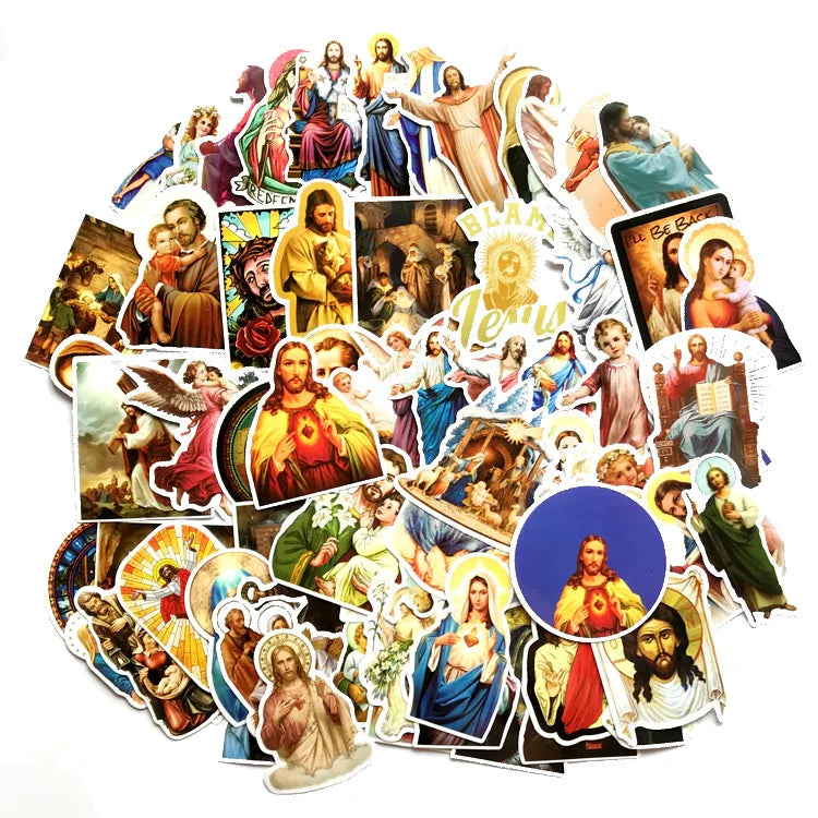 68Pcs Jesus Christian Bible Graffiti Sticker for Laptop Bottle Decor Christian Figures Stickers
