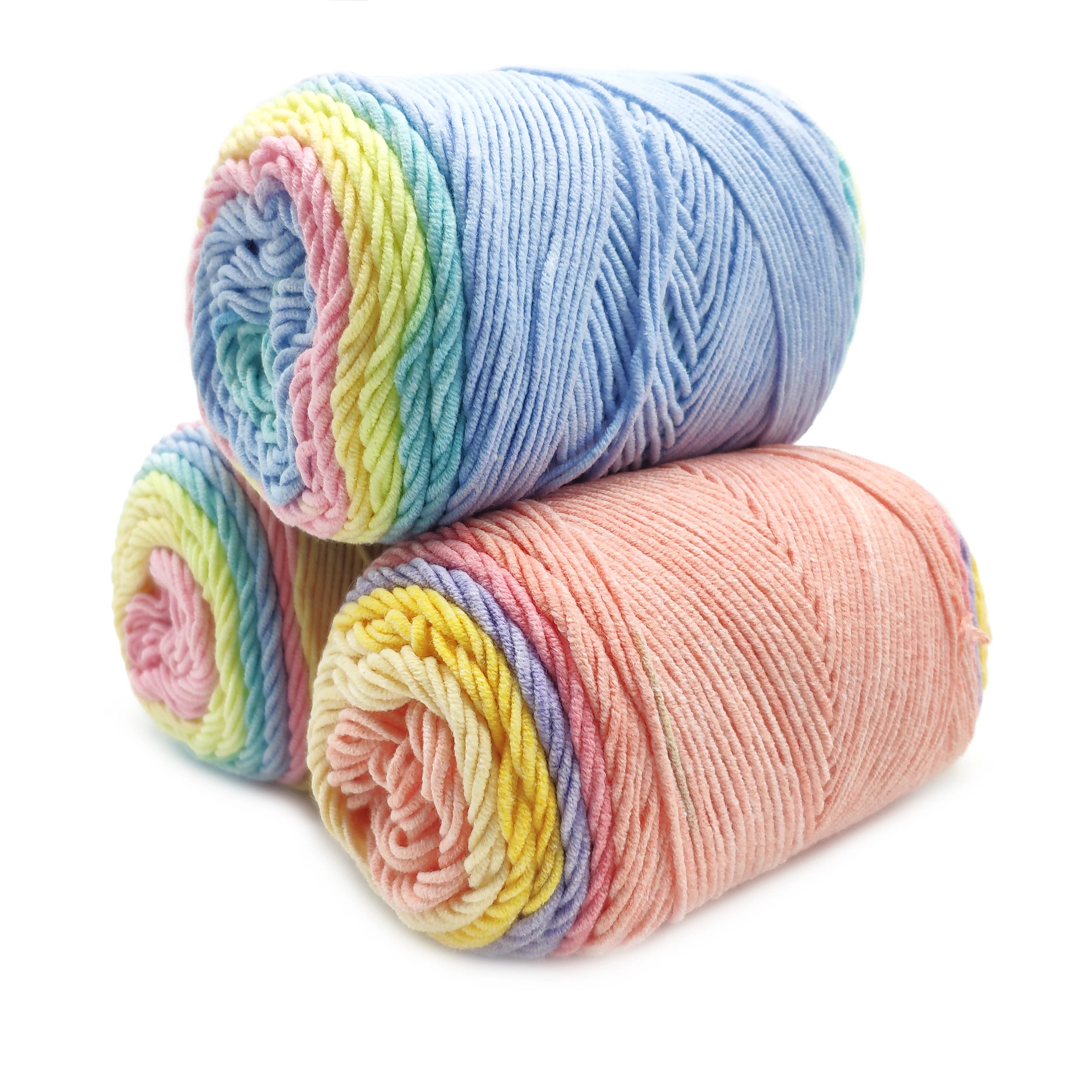 Rainbow Crochet Thread Acrylic Cotton Blend Yarn-Soft High Tenacity for Hand Knitting Weaving & Sweater Making