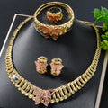 New Arrival 14k Gold Plated Classic Butterfly Necklace Earrings Ring Bracelet Bridal Jewelry Sets for Women Party Wedding