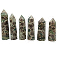 Natural Crystal Stone Flower Agate Point Green Cherry Blossom Tower for Decoration