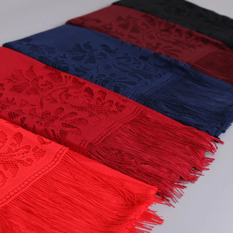 HZW-22012 Muslim Headscarf Pure Lace Hollow Tassel Scarf Female Long Veil Scarf Europe and America Women Shawl