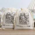 Custom Logo Large Organic Natural Screen Printing Accessory Pouch Recyclable 100% Cotton Bag for Hair Extensions and Rings Use