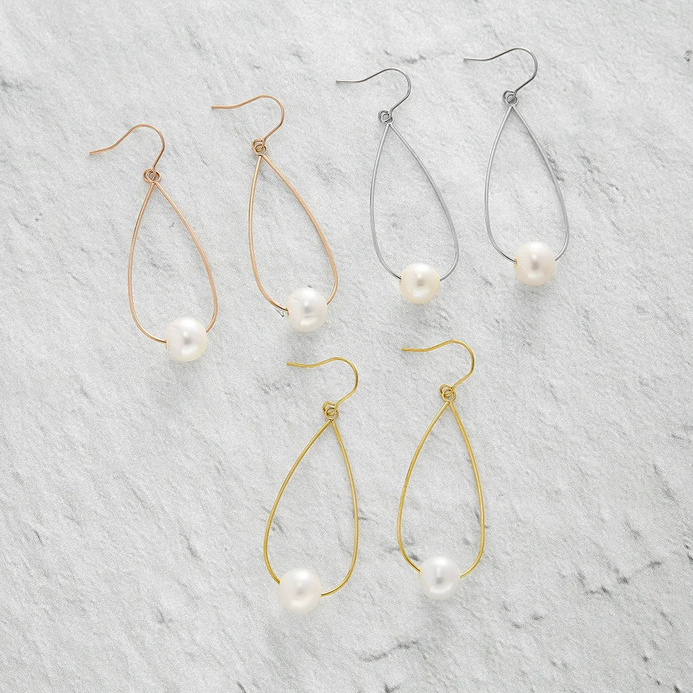 Minimalist Mami Pearl Water Drop Earrings Stainless Steel Beach Girl Gift for Party Cute Aloha Ocean MOMI Jewelry